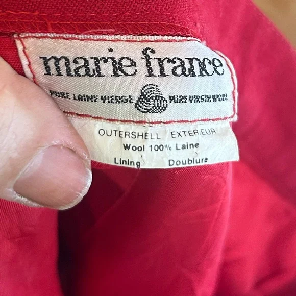 Vintage Wool Red Midi Skirt Women’s Small 100% Virgin 15.5” Pockets Pleats 80’s - Picture 6 of 7